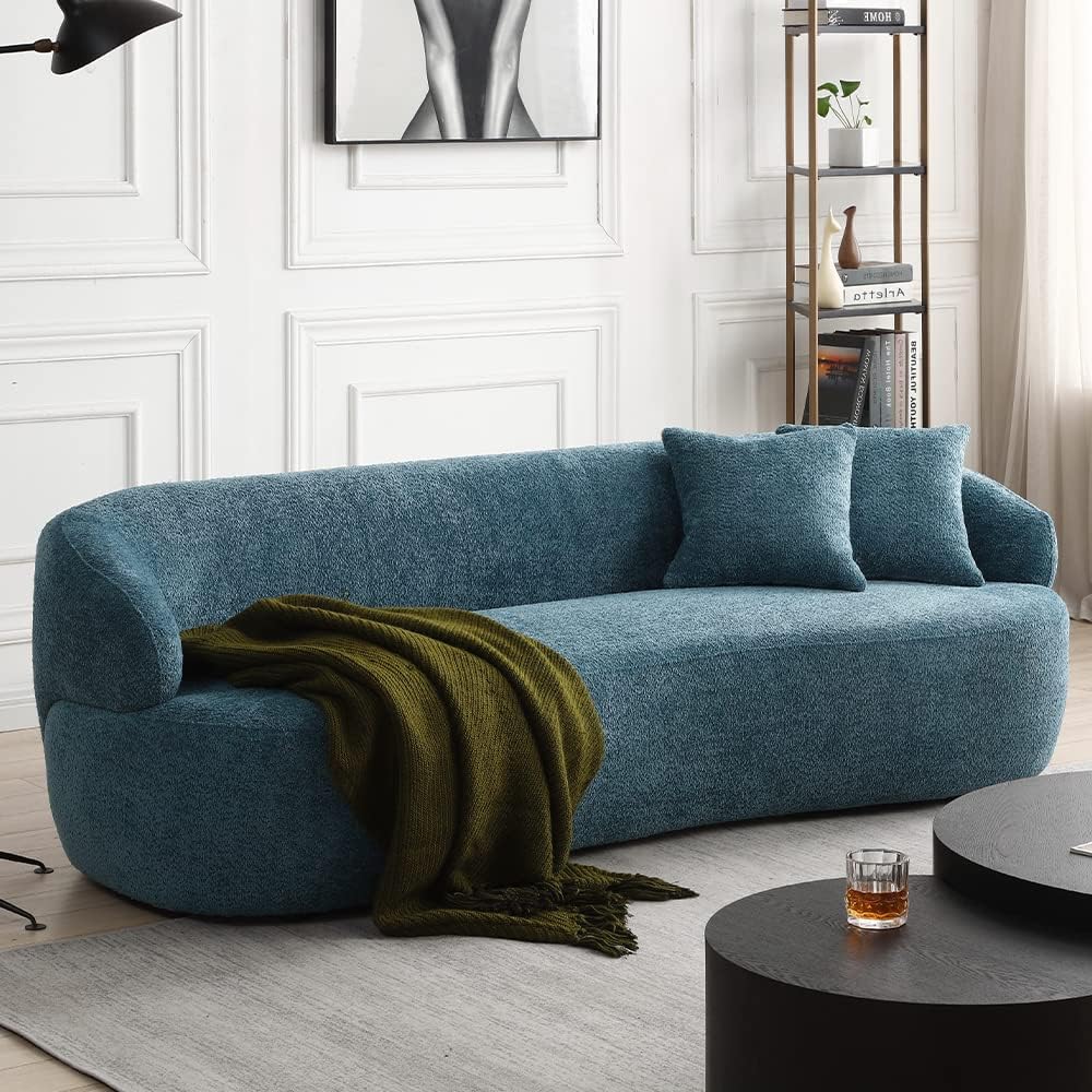 Modern Leisure Round Back Boucle Barrel Sofa Set