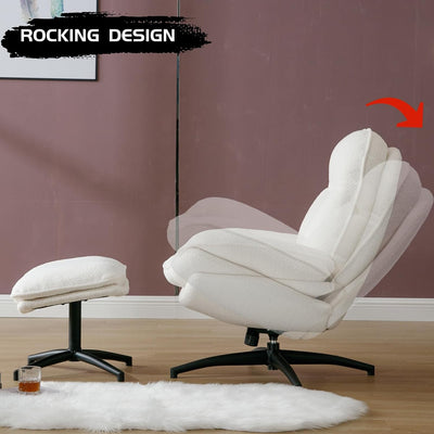 Modern 360° Swivel Accent Chair With Ottoman