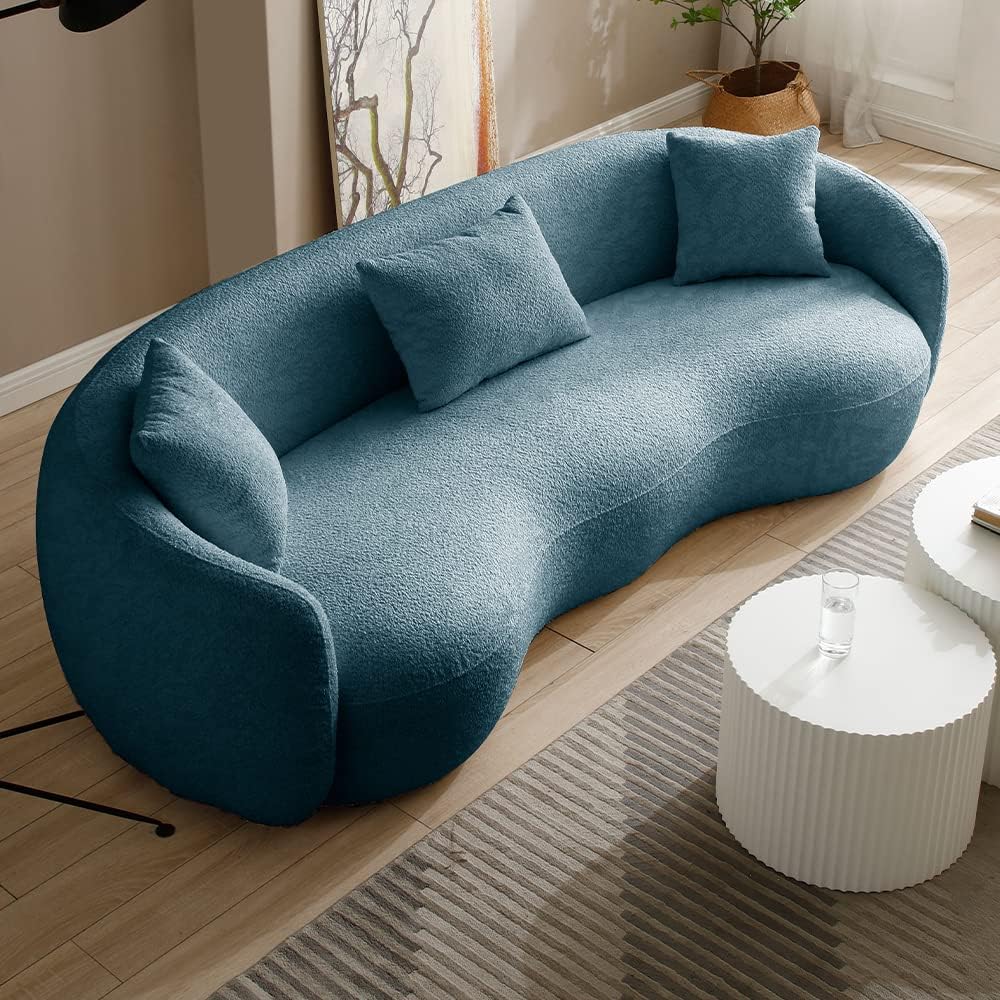 Modern Leisure Round Back Boucle Barrel Sofa Set