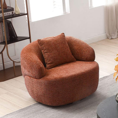 Modern Leisure Round Back Boucle Barrel Sofa Set