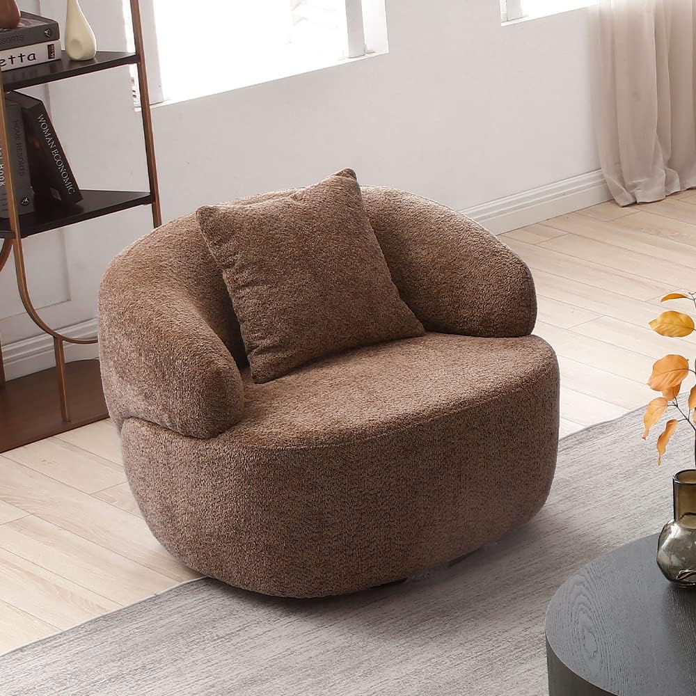 Modern Leisure Round Back Boucle Barrel Sofa Set