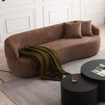 Modern Leisure Round Back Boucle Barrel Sofa Set