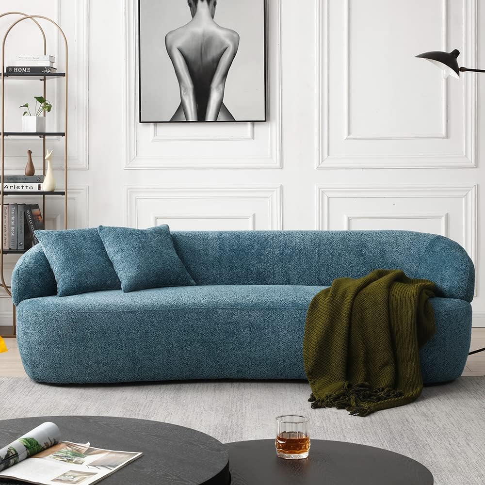 Modern Leisure Round Back Boucle Barrel Sofa Set