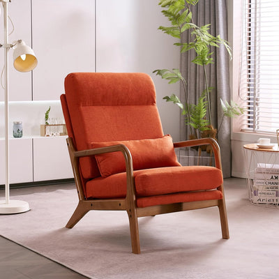 Accent Chair Mid-Century Modern Chair with Pillow Upholstered Lounge Arm Chair with Solid Wood Frame & Soft Cushion for Living Room