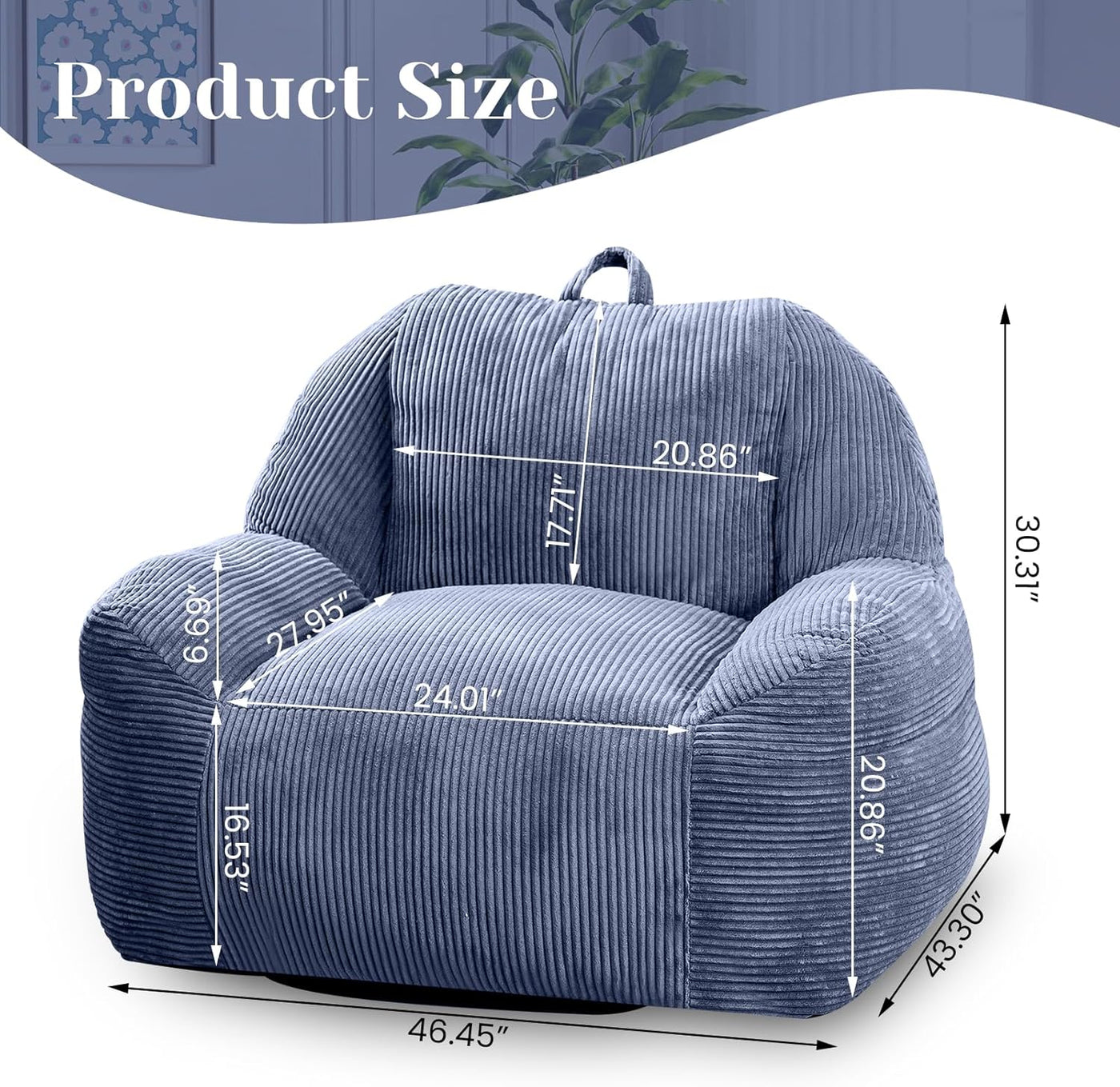 High-Density Faux Fur Striped Bean Bag Chair