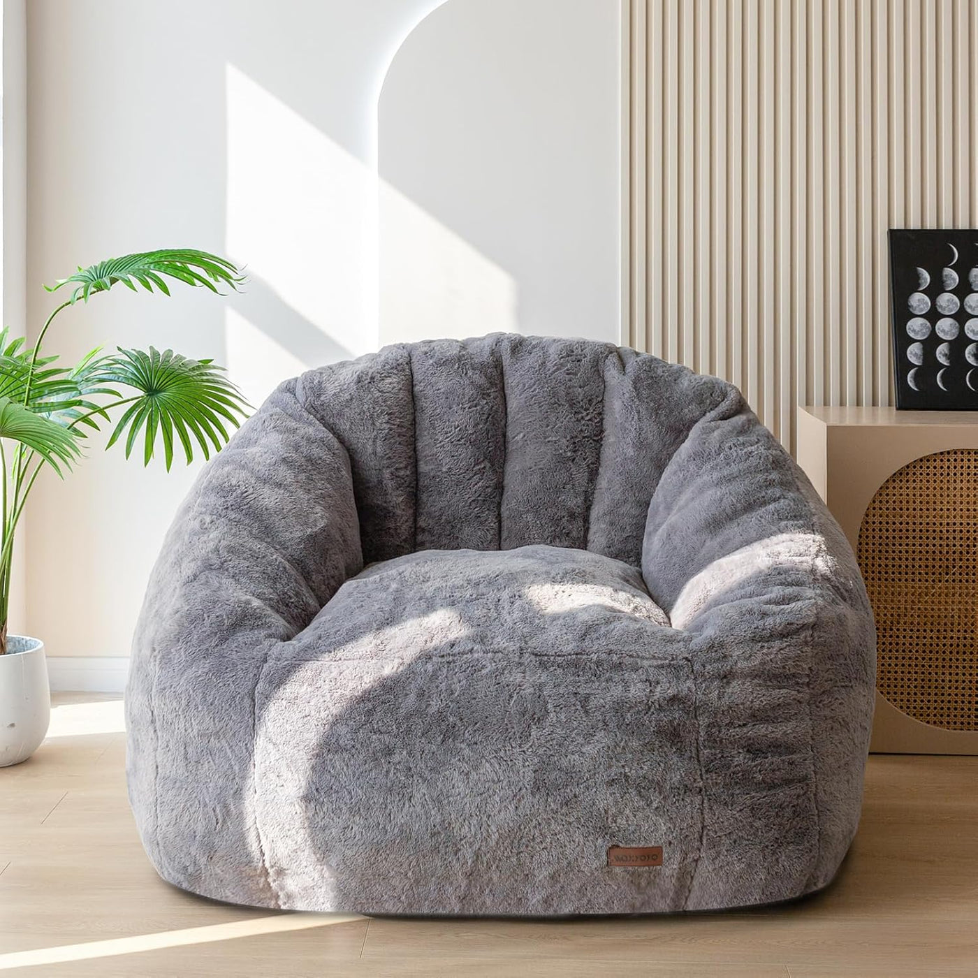 Giant Faux Fur Shell-Shaped Bean Bag Floor Sofa