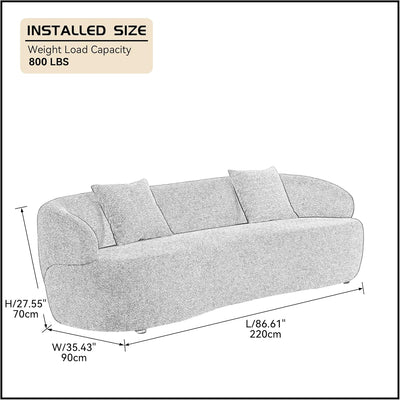 Modern Leisure Round Back Boucle Barrel Sofa Set