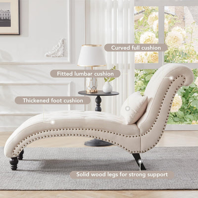 Tufted Soft Linen Chaise Lounge