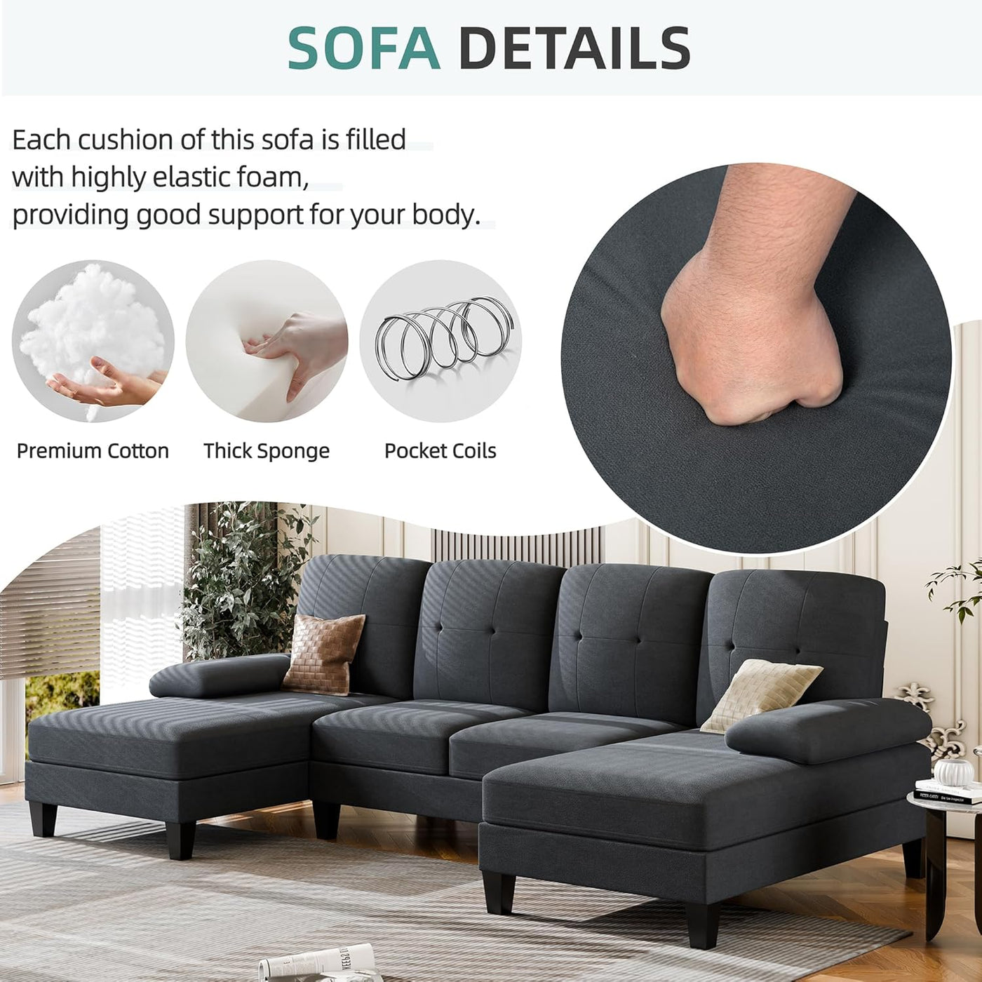 4 Seat U-Shaped Sectional Sofa