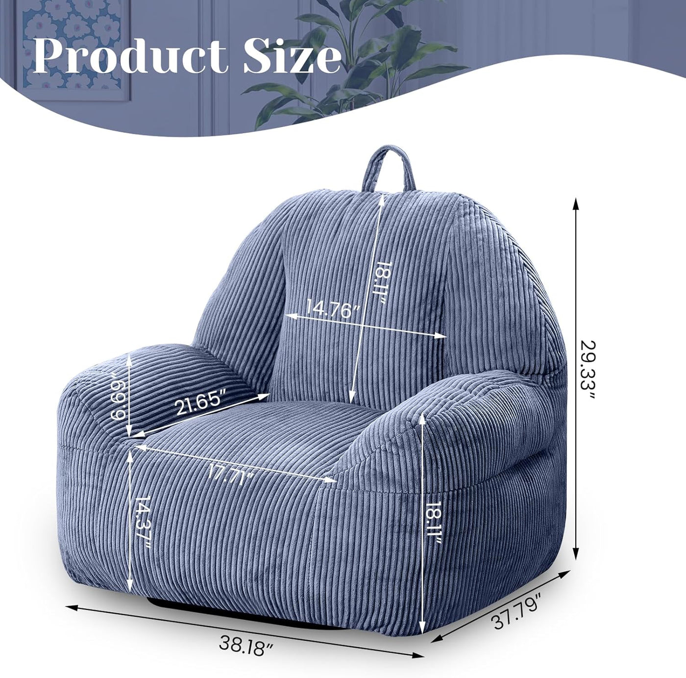 High-Density Faux Fur Striped Bean Bag Chair