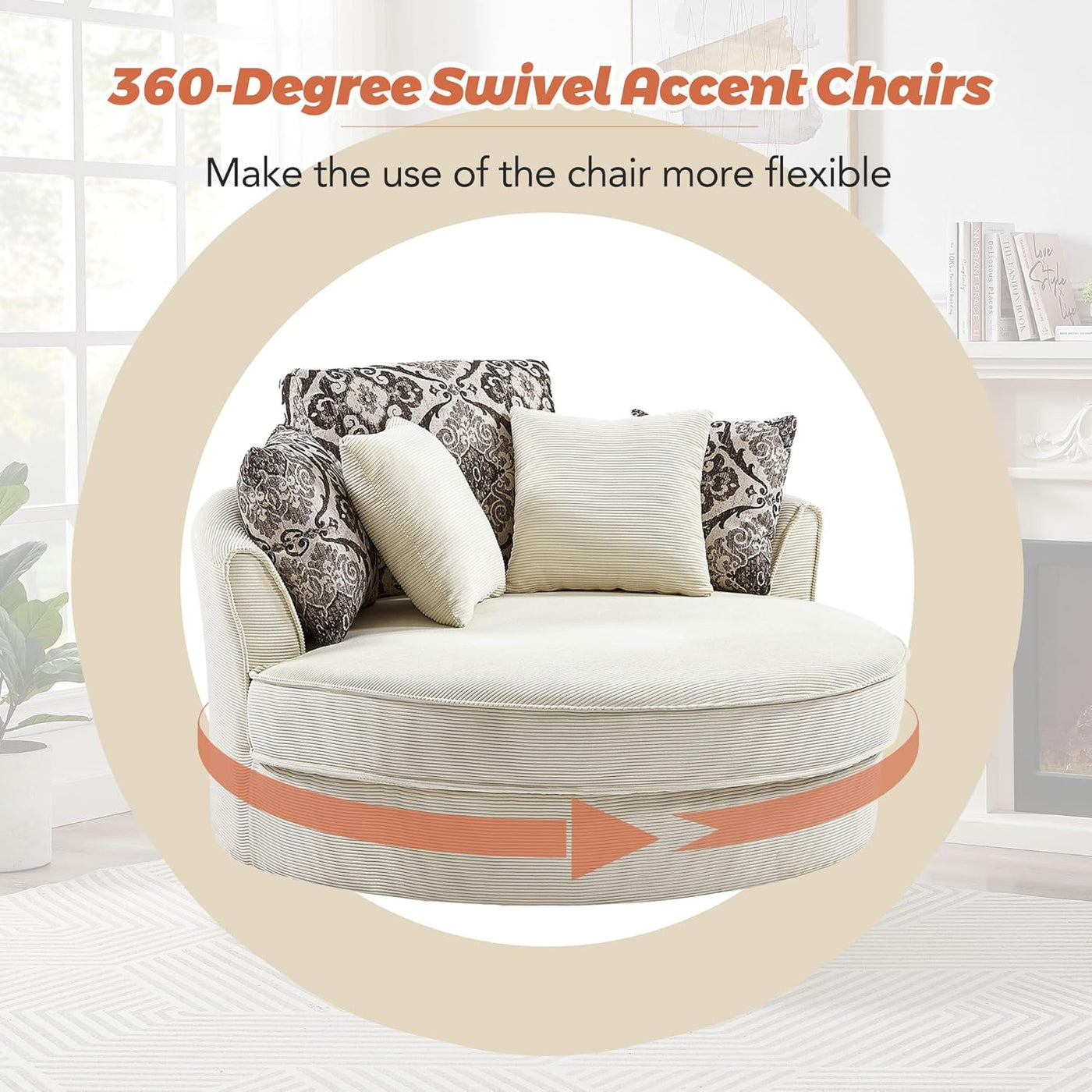 Oversized Round Swivel Accent Cuddle Sofa