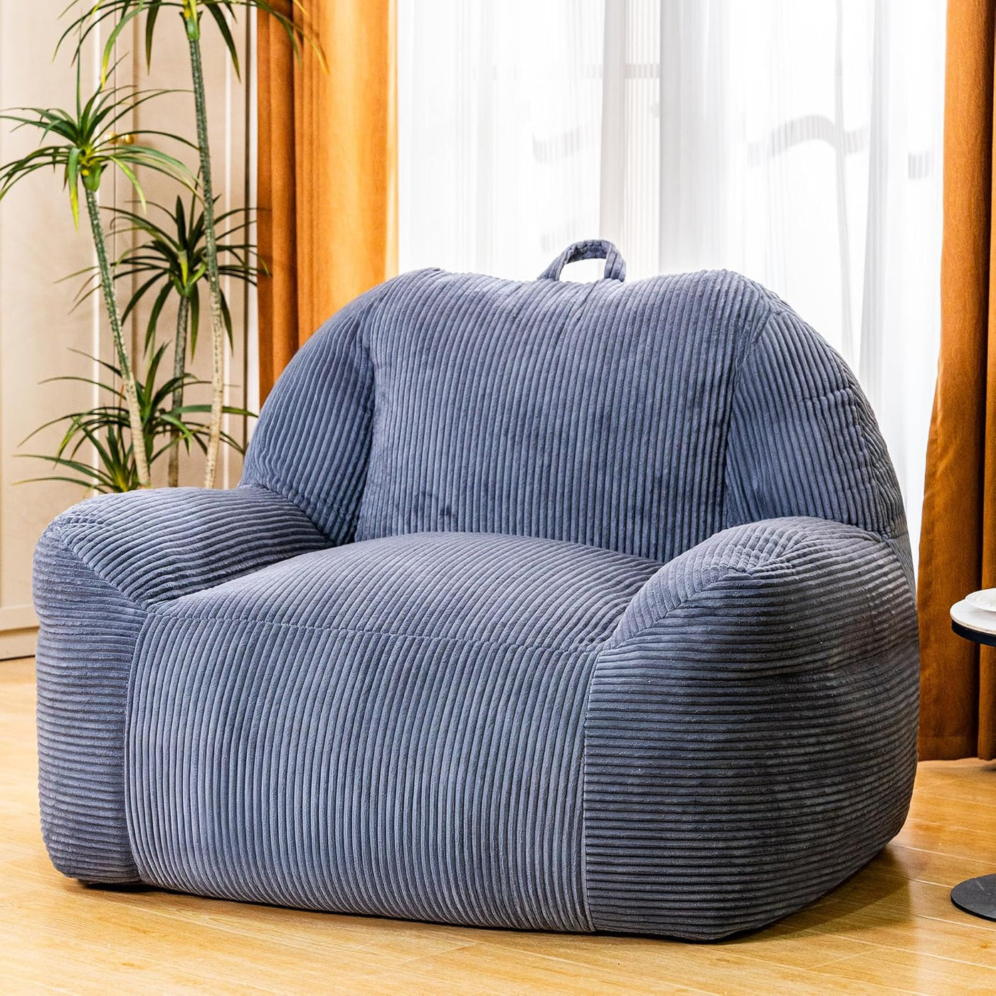 High-Density Faux Fur Striped Bean Bag Chair