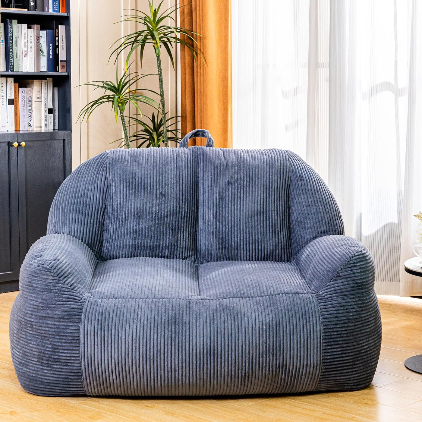 High-Density Faux Fur Striped Bean Bag Chair