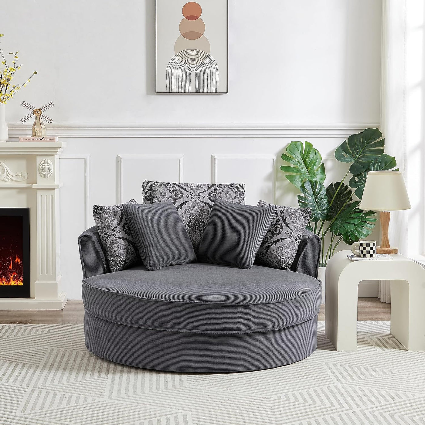 Oversized Round Swivel Accent Cuddle Sofa