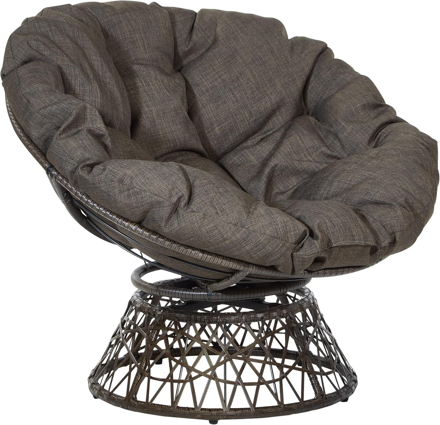 Wicker Papasan Chair with 360-Degree Swivel