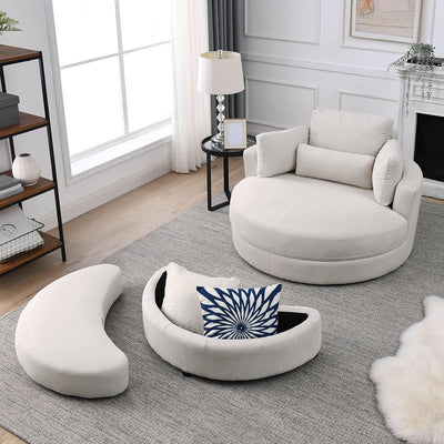 Modern Accent Round Loveseat Circle Swivel Barrel Chair