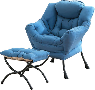 Lazy Chair with Ottoman, Modern Large Accent Lounge Chair, Leisure Sofa Armchair with Ottoman