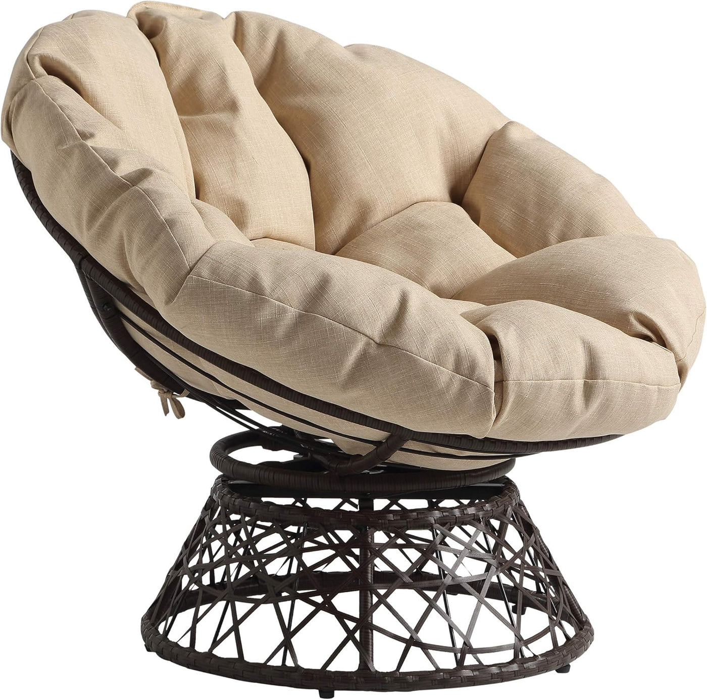 Wicker Papasan Chair with 360-Degree Swivel