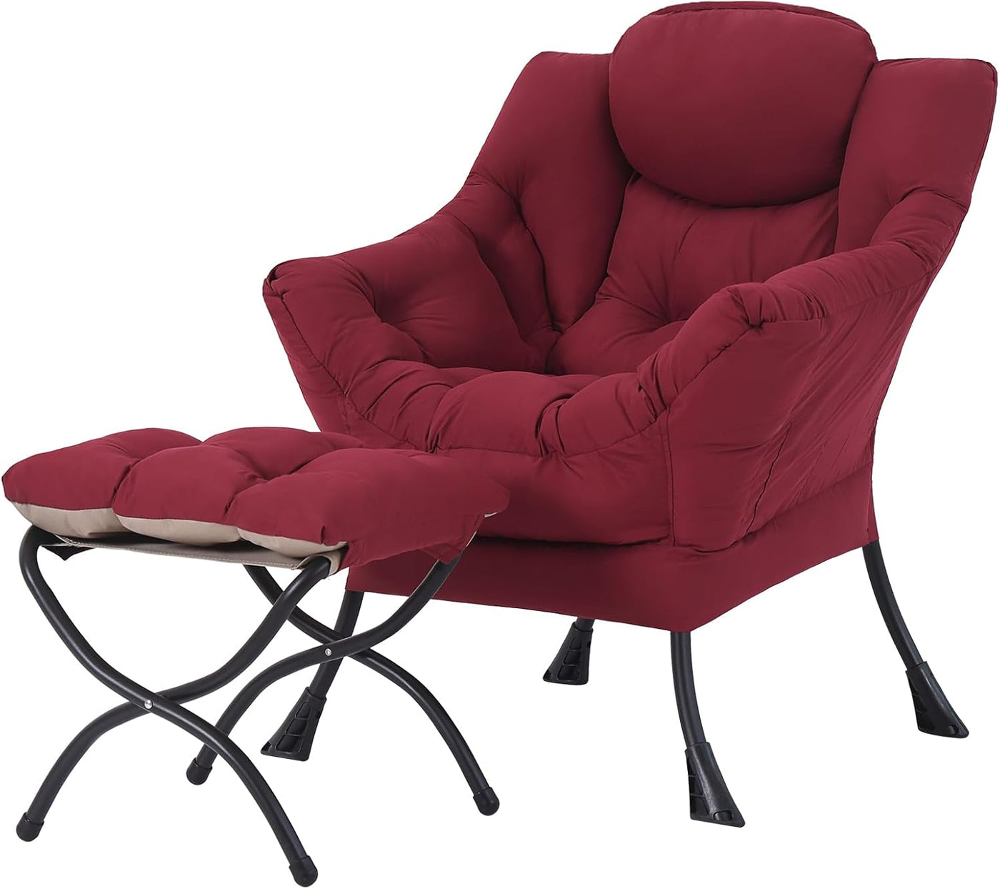 Lazy Chair with Ottoman, Modern Large Accent Lounge Chair, Leisure Sofa Armchair with Ottoman