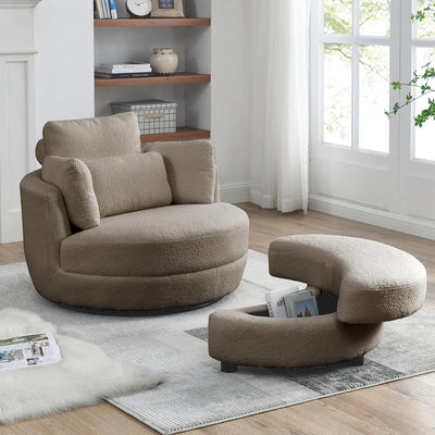 Modern Accent Round Loveseat Circle Swivel Barrel Chair