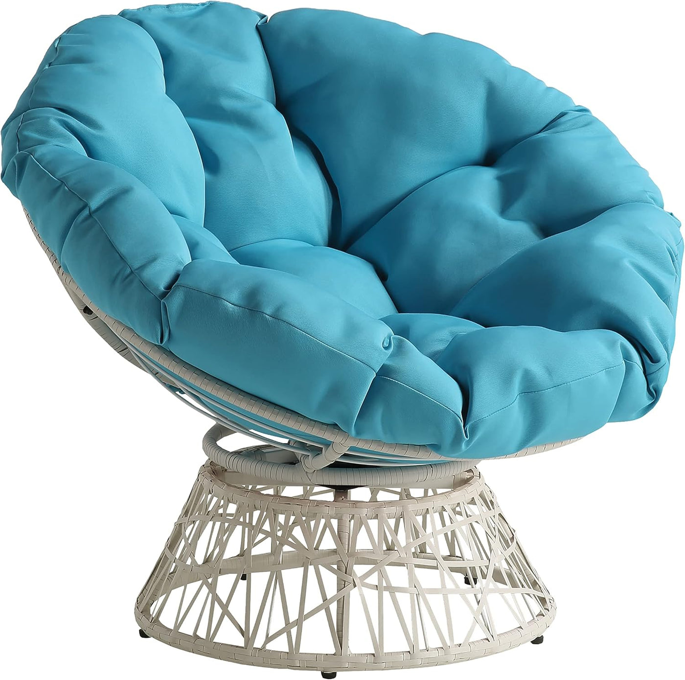 Wicker Papasan Chair with 360-Degree Swivel