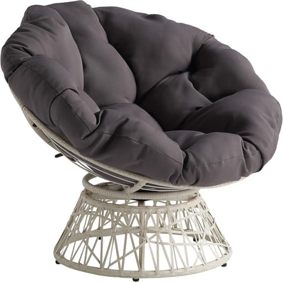 Wicker Papasan Chair with 360-Degree Swivel