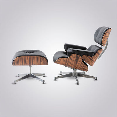 Premium Mid Century Modern Iconic Lounge Chair & Ottoman Set