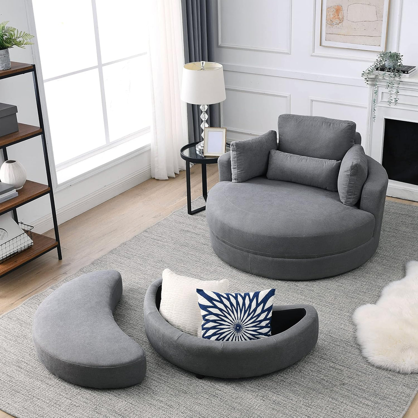 Modern Accent Round Loveseat Circle Swivel Barrel Chair