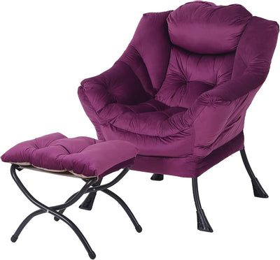 Lazy Chair with Ottoman, Modern Large Accent Lounge Chair, Leisure Sofa Armchair with Ottoman