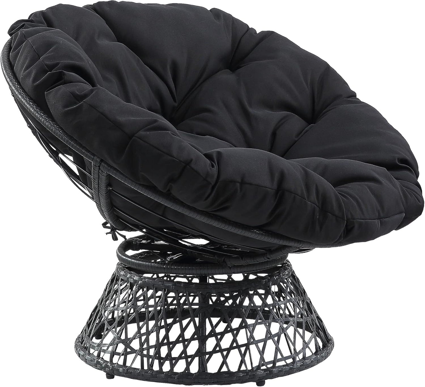 Wicker Papasan Chair with 360-Degree Swivel