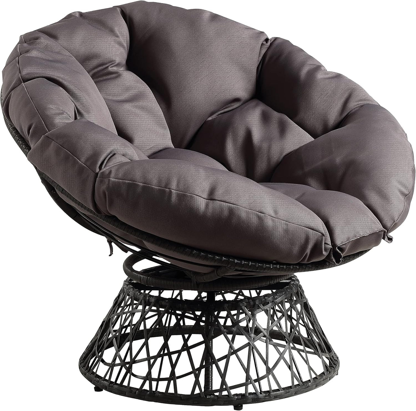 Wicker Papasan Chair with 360-Degree Swivel