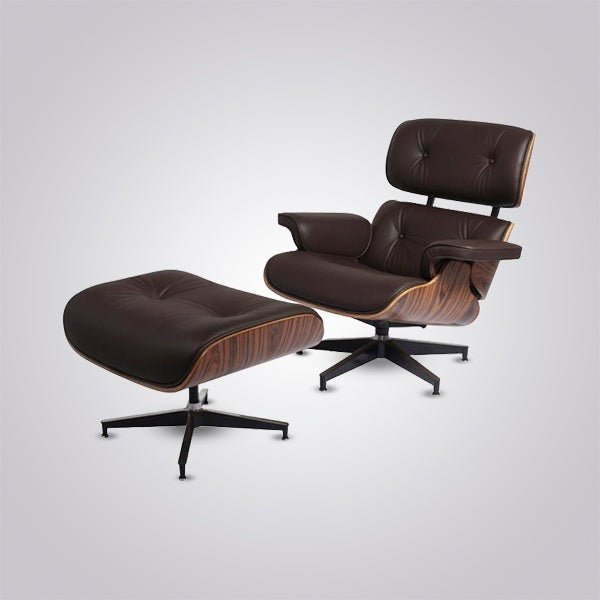 Premium Mid Century Modern Iconic Lounge Chair & Ottoman Set