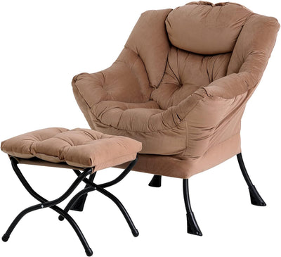 Lazy Chair with Ottoman, Modern Large Accent Lounge Chair, Leisure Sofa Armchair with Ottoman