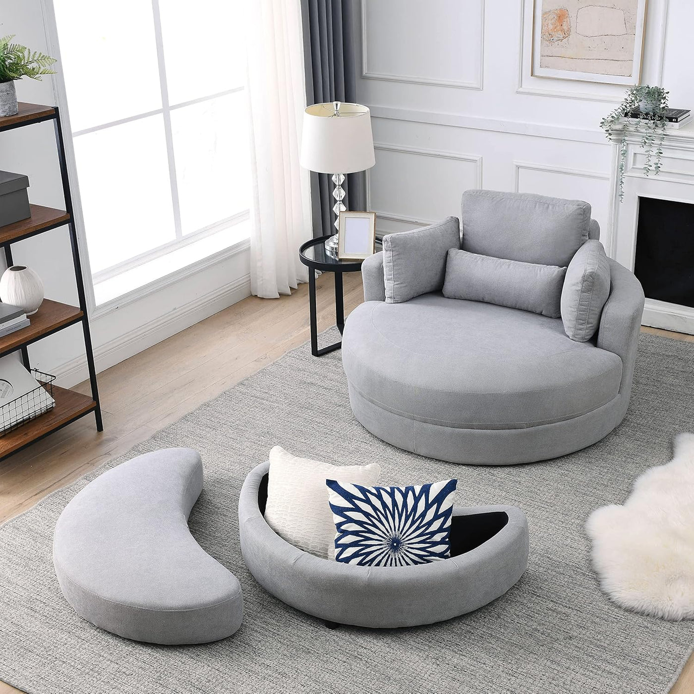 Modern Accent Round Loveseat Circle Swivel Barrel Chair