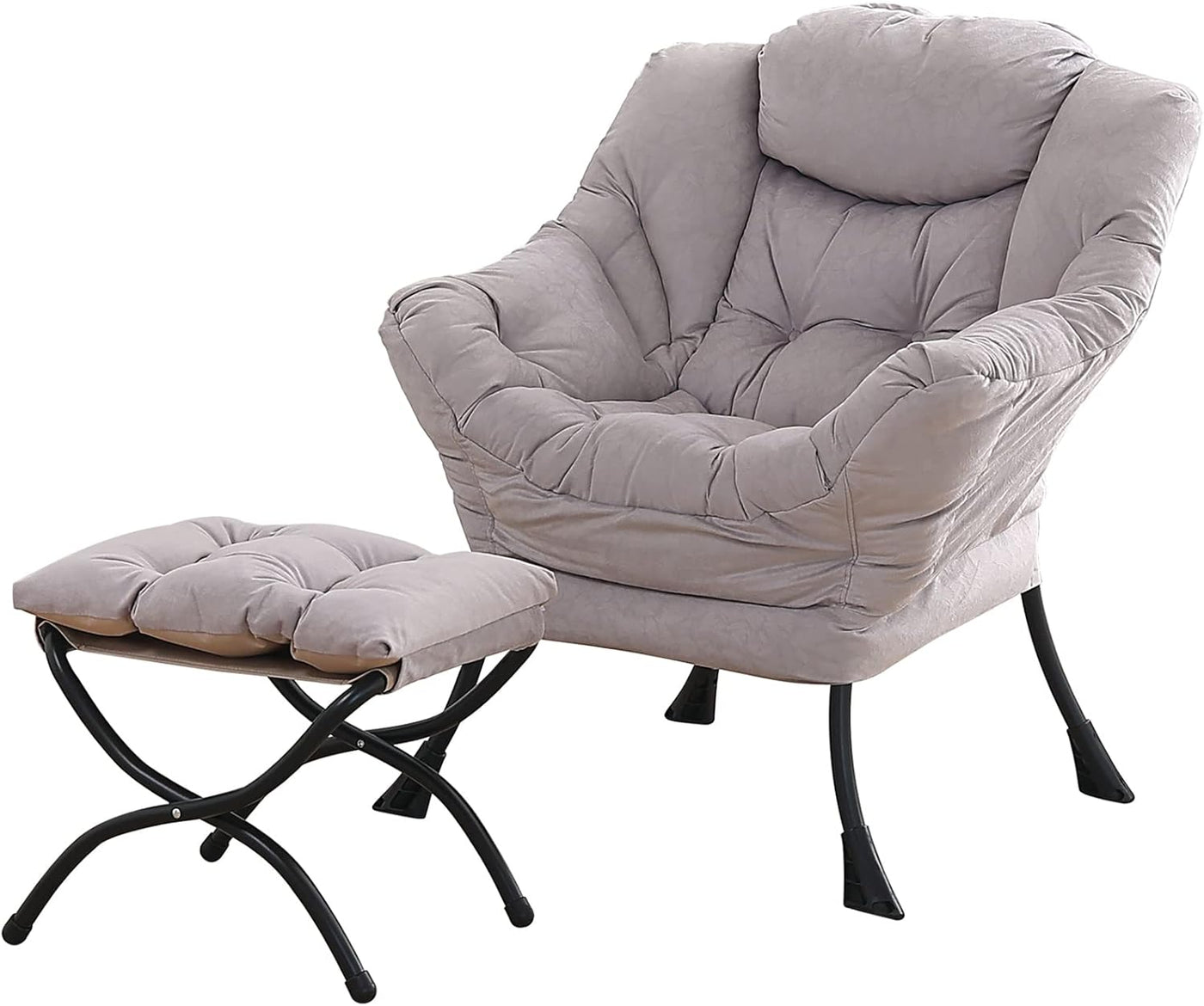 Lazy Chair with Ottoman, Modern Large Accent Lounge Chair, Leisure Sofa Armchair with Ottoman