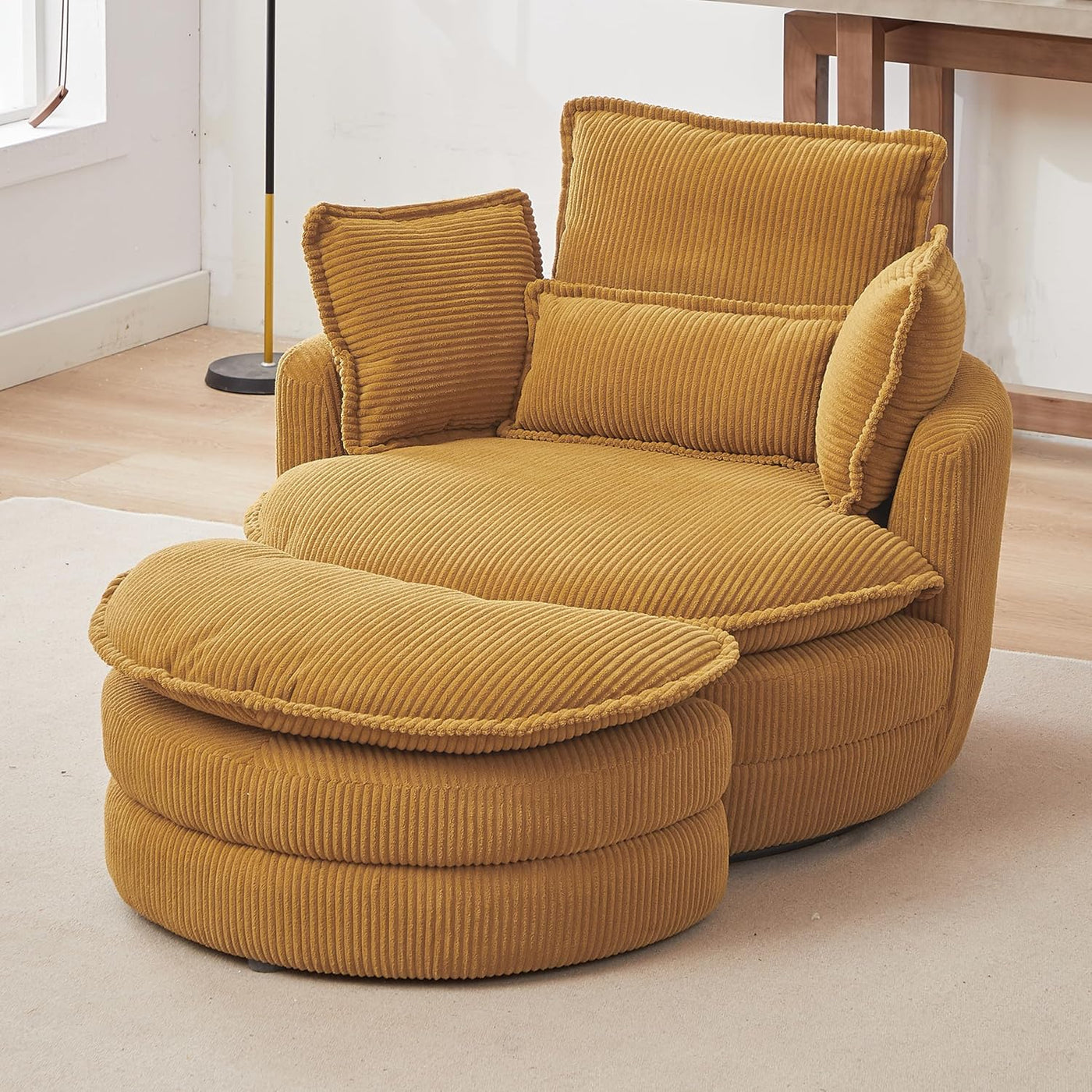 Modern Accent Round Loveseat Circle Swivel Barrel Chair