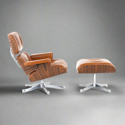 Premium Mid Century Modern Iconic Lounge Chair & Ottoman Set