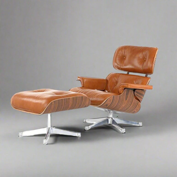 Premium Mid Century Modern Iconic Lounge Chair & Ottoman Set