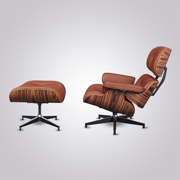 Premium Mid Century Modern Iconic Lounge Chair & Ottoman Set