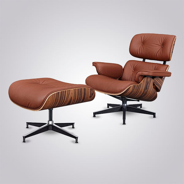 Premium Mid Century Modern Iconic Lounge Chair & Ottoman Set