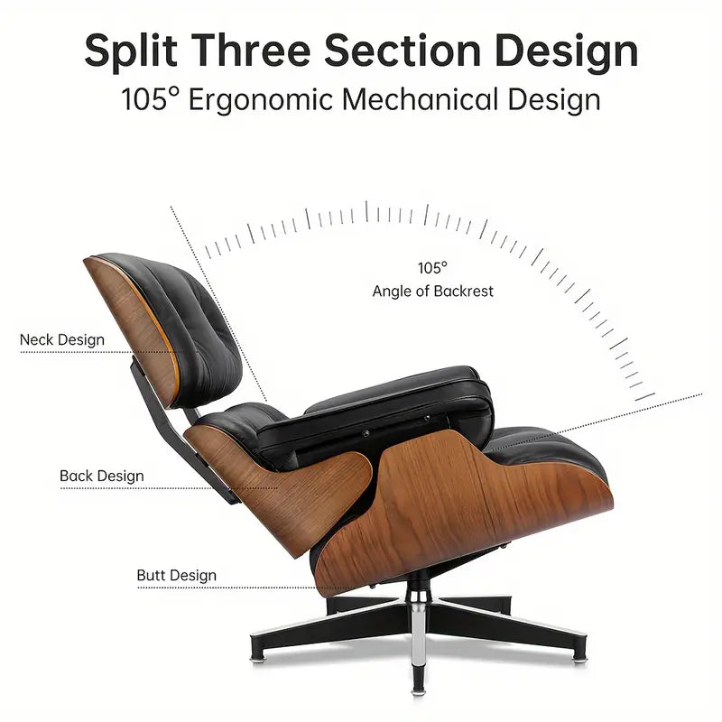 Premium Mid Century Modern Iconic Lounge Chair & Ottoman Set