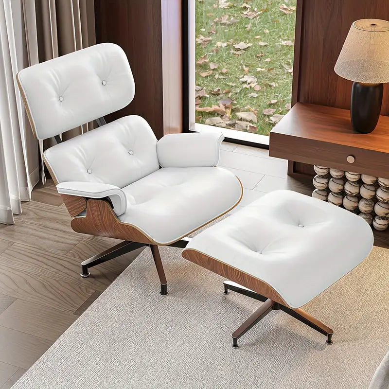 Premium Mid Century Modern Iconic Lounge Chair & Ottoman Set