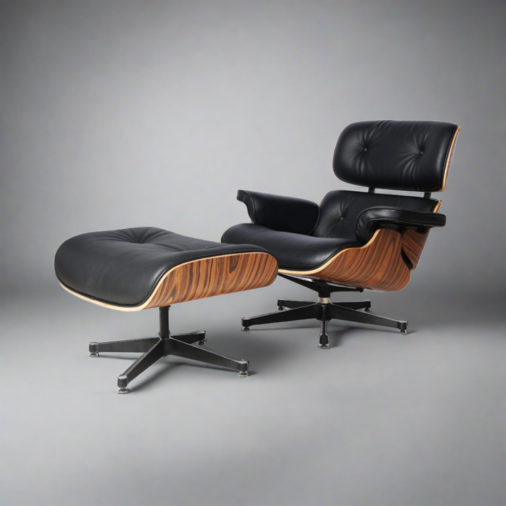 Premium Mid Century Modern Iconic Lounge Chair & Ottoman Set